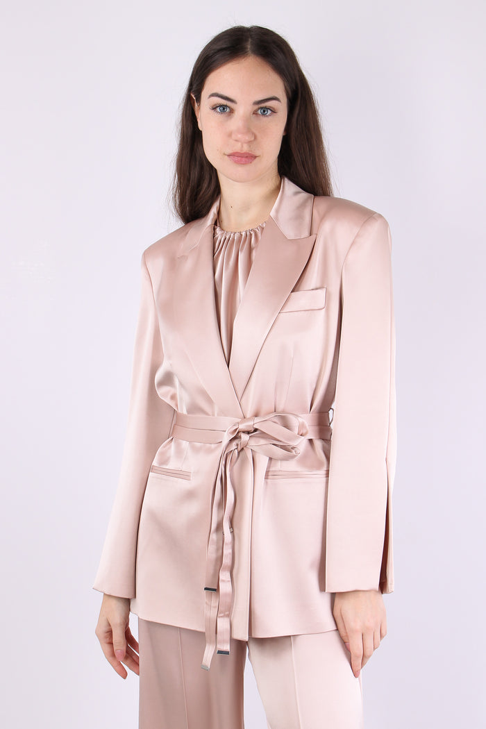 Rapa Giacca Cintura Satin Rosa Mogano-7