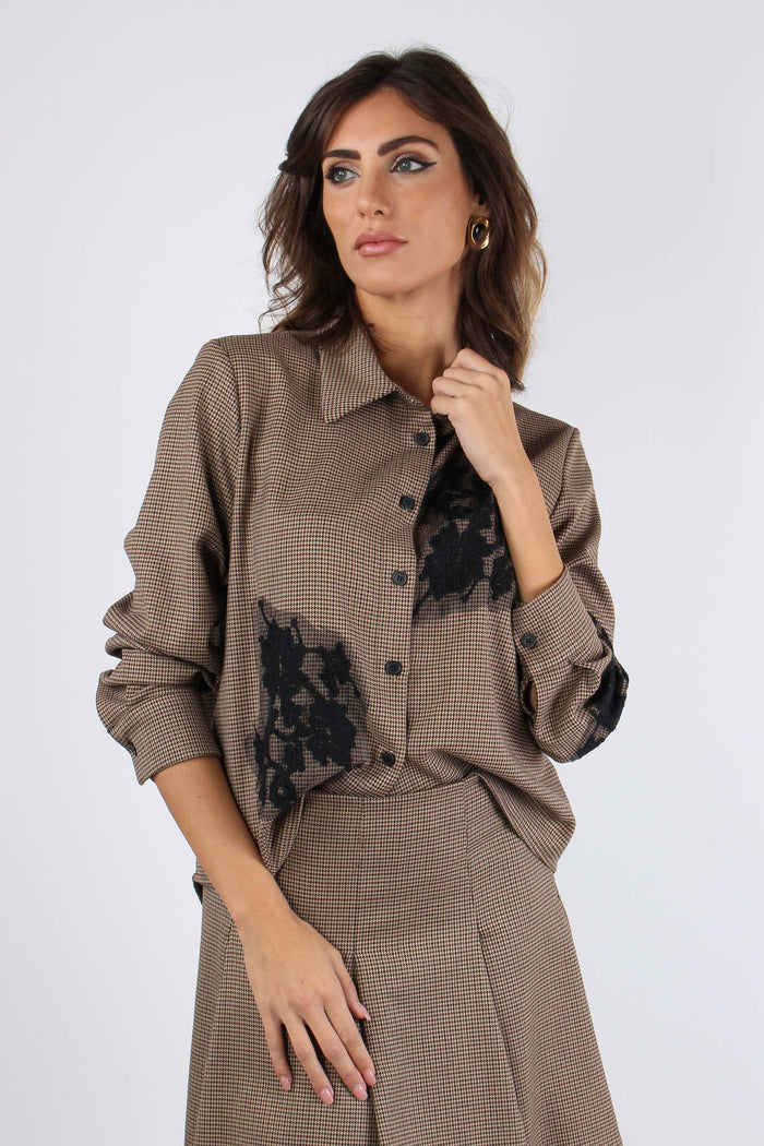 Camicia Inserto Pizzo Micro Check-4