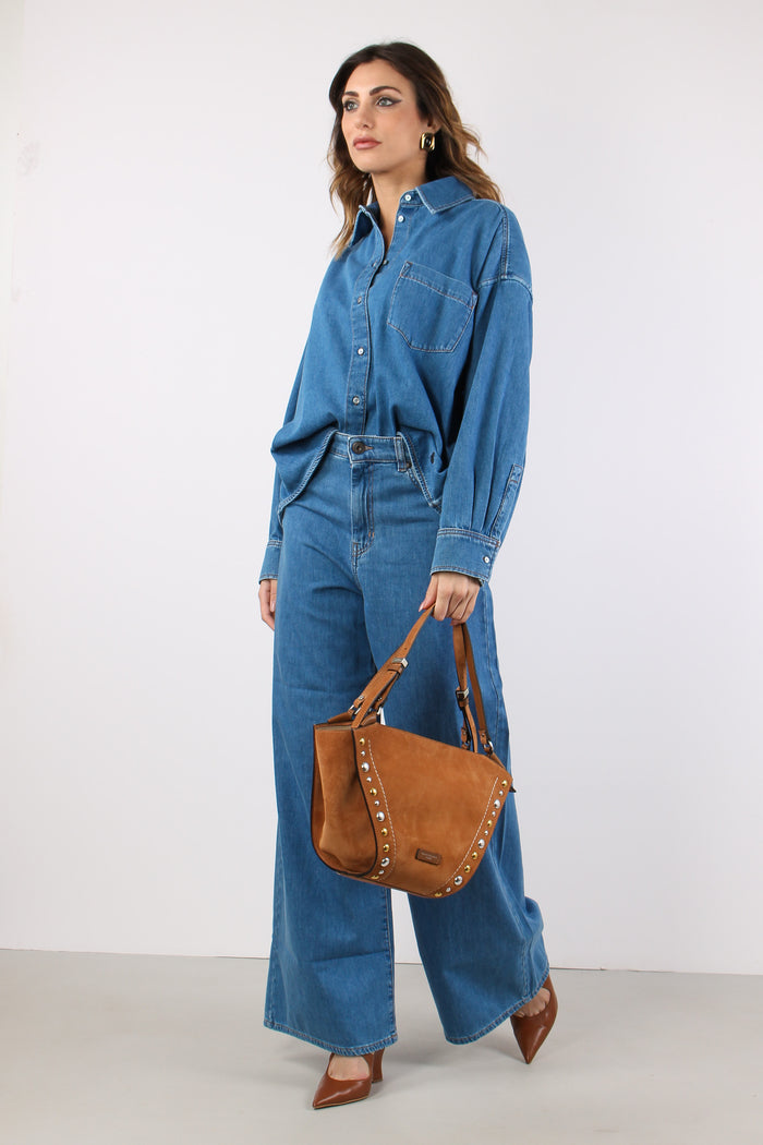 Wkdfoggia Camicia Over Denim Indaco Medio-4