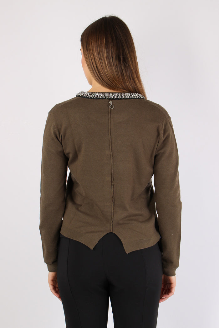 Saria Cardigan Viscosa Applica Beech-4