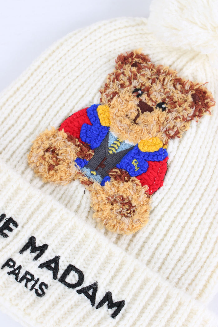 Cuffia Orsetto Pon Pon White-4