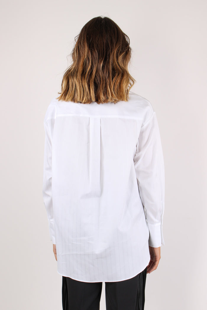 Camicia Over Cotone Bianco-4