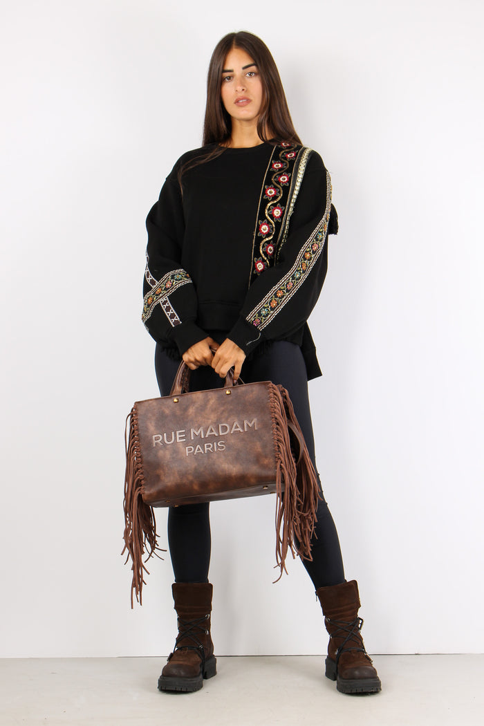 Felpa Girocollo Passamanneria Nero-6