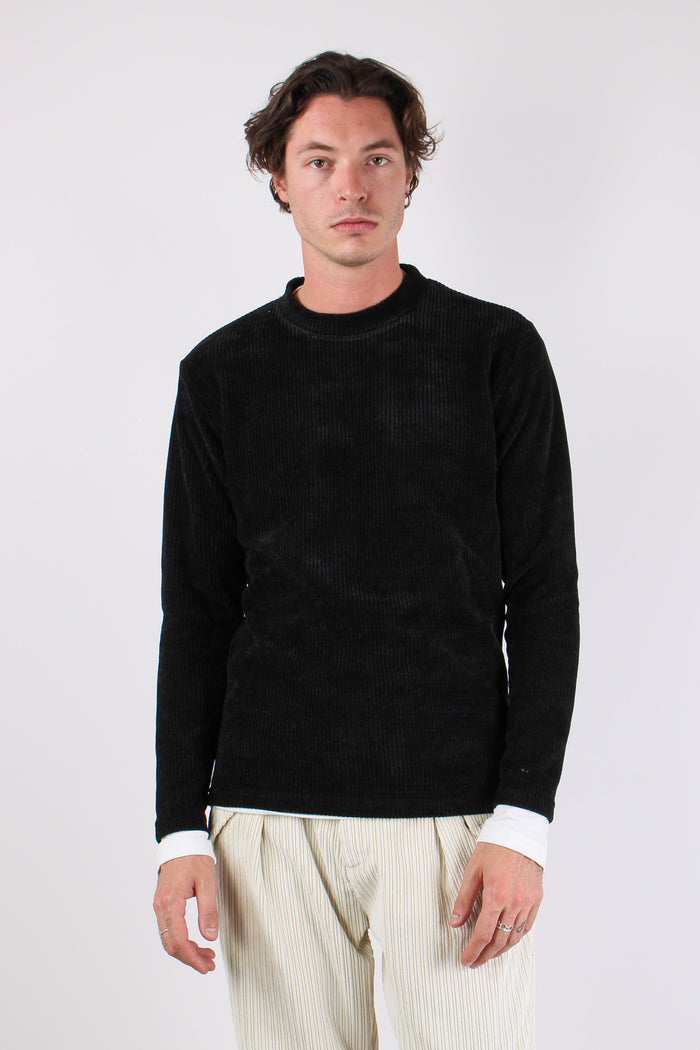 Girocollo Ciniglia T-shirt Nero/latte-3