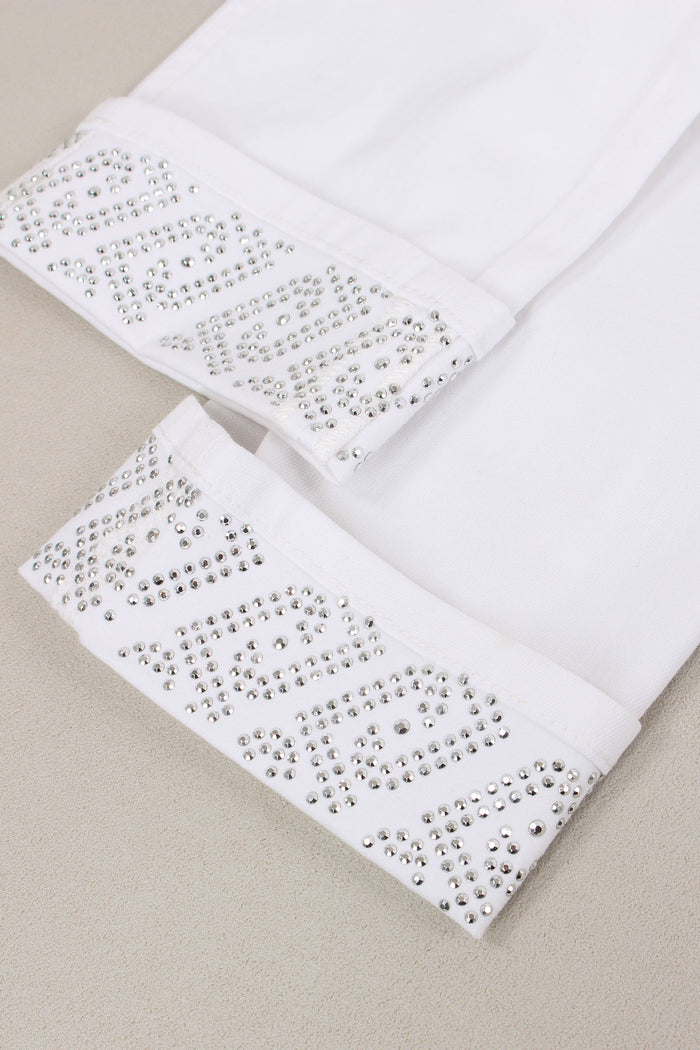 Jeans Monroe Risvolto Strass Bianco Ottico-6