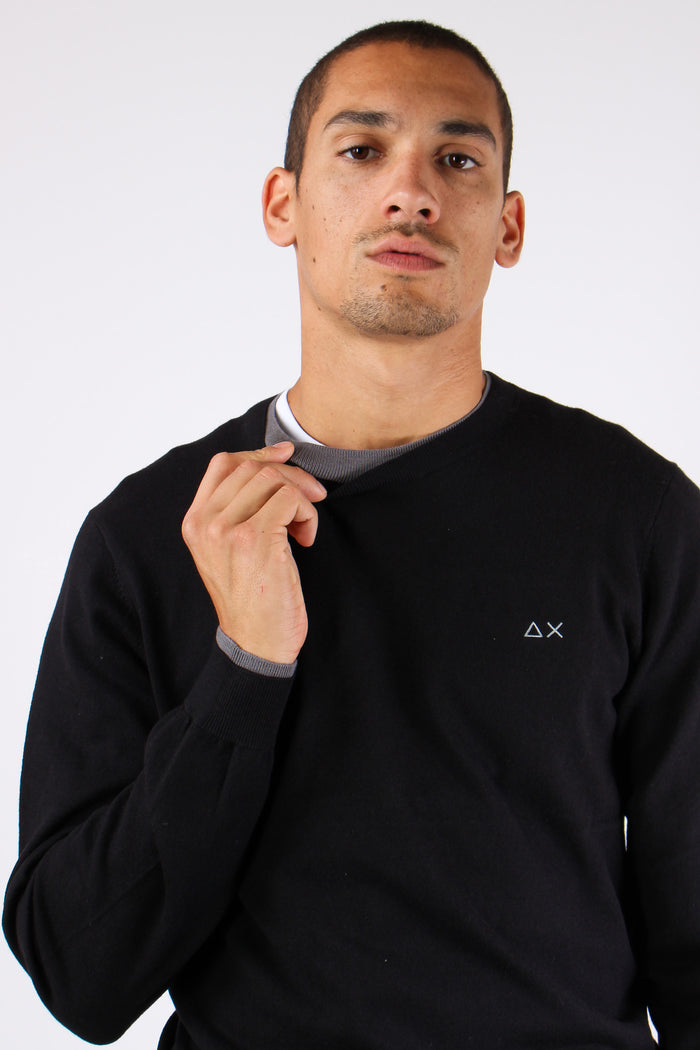 Maglia Misto Lana Profilo Coll Nero-7