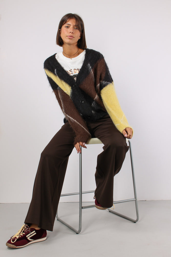 Cardigan Garzato Maxi Rombo Nero/moro/giallo-5