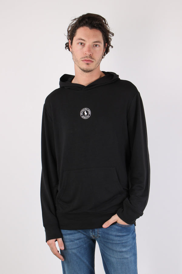 Felpa Cappuccio Logo Centrale Polo Black