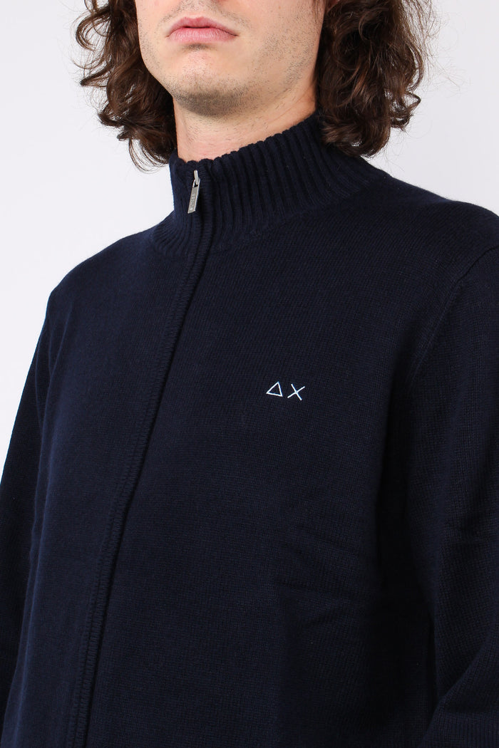 Maglia Lana Full Zip Navy Blue-6