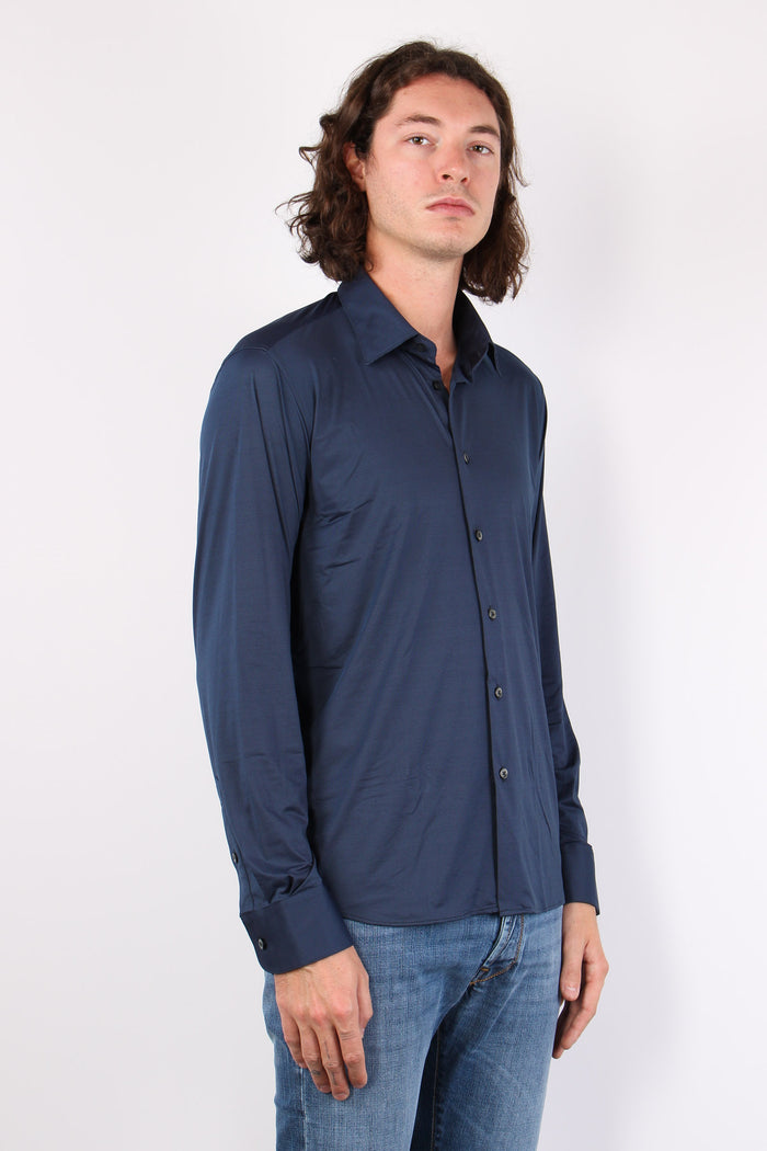 Camicia Oxford Elasticizzata Blu-5