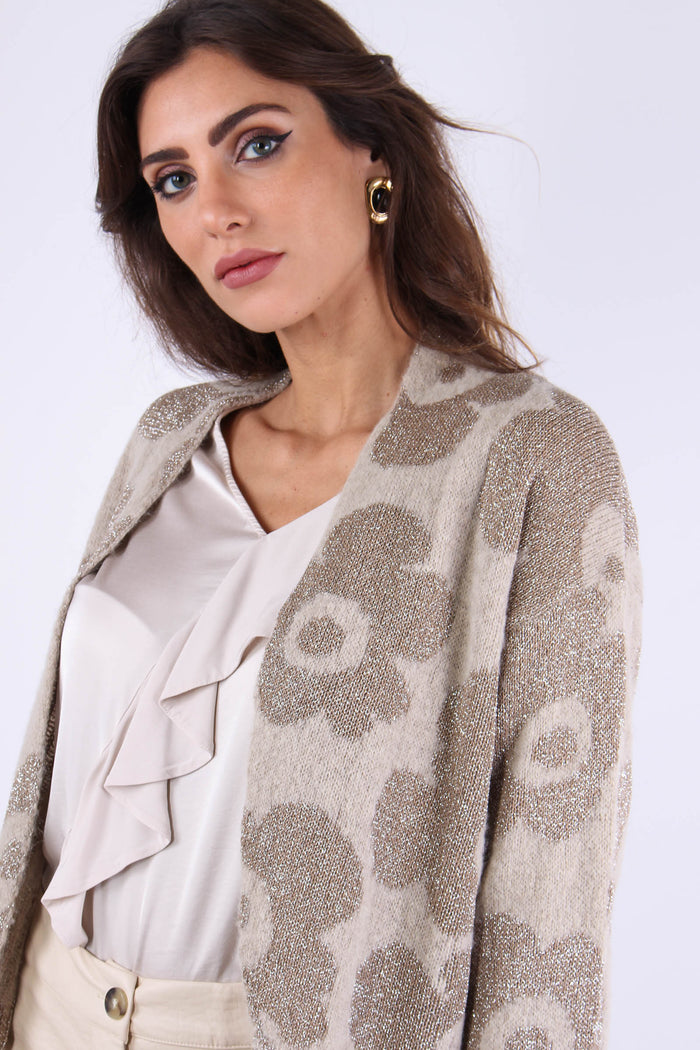 Cardigan Lurex Stampa Oro-7