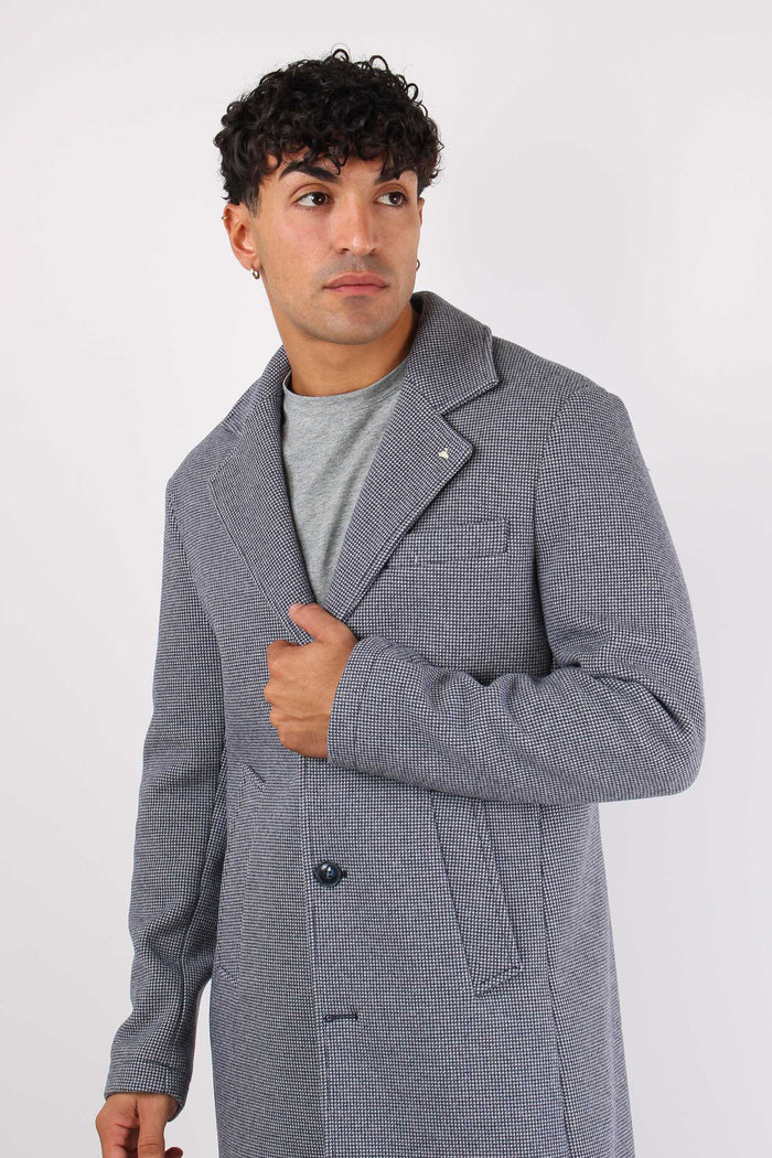 Cappotto Monopetto Puntinato Blu-9