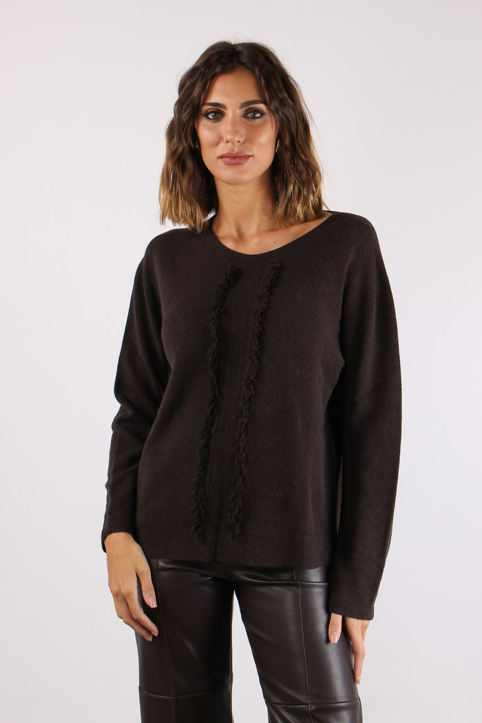Maglia Girocollo Frangetta Dav Marrone-4