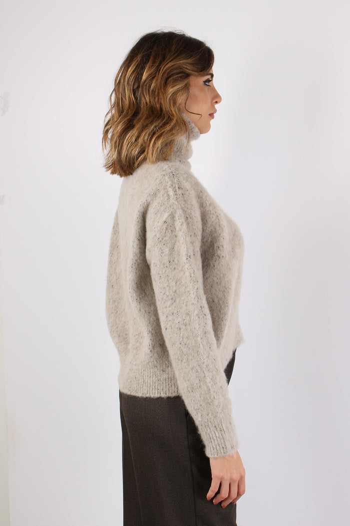 Maglia Collo Alto Cropped Sesame-5