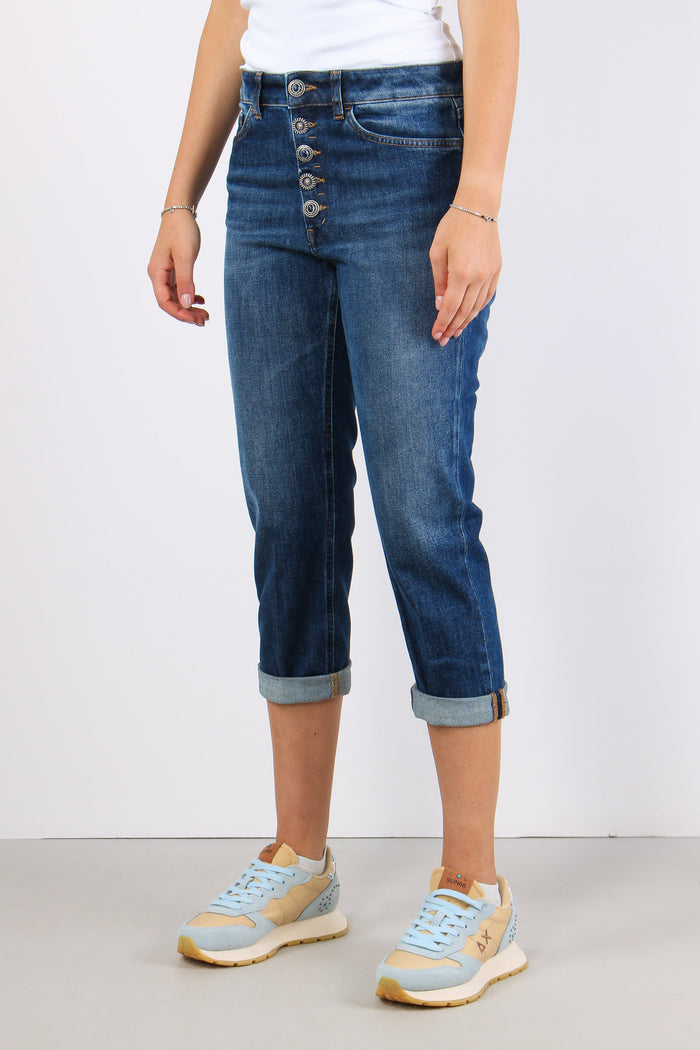 Koons Denim Micro Rotture Bottone Gioiello Denim Medio-5