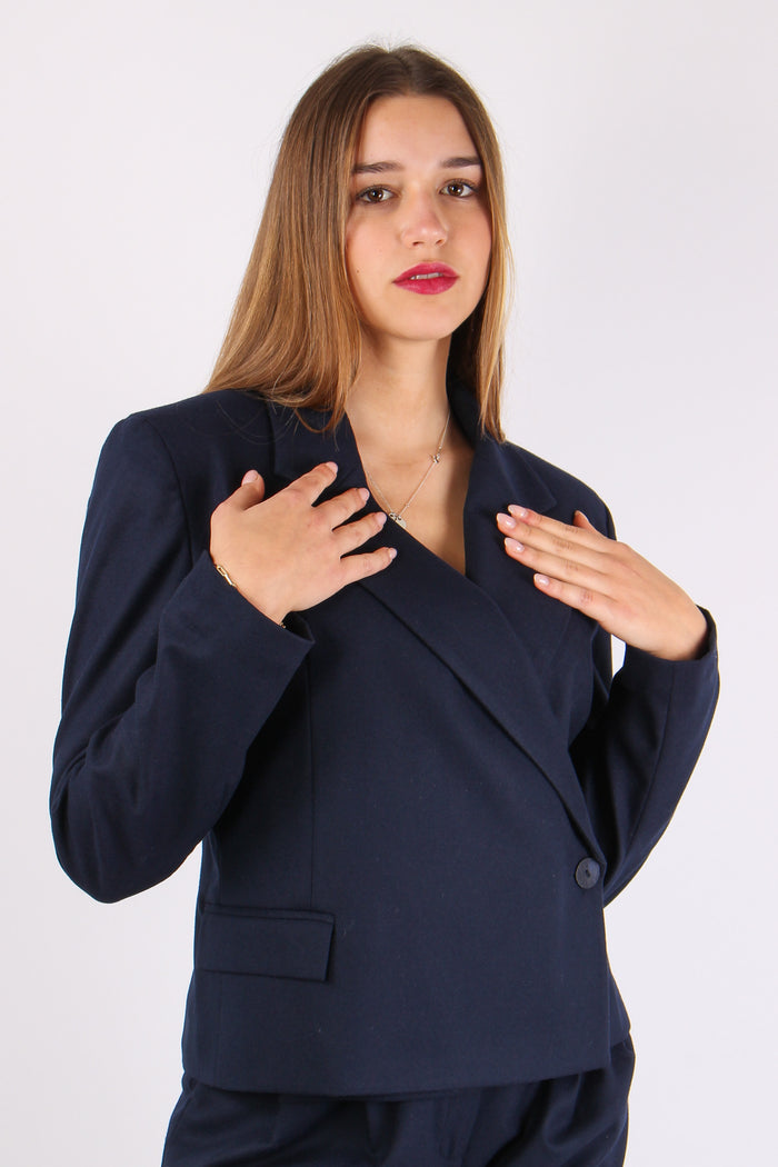 Giacca Corta Doppiopetto Flane Blu-6