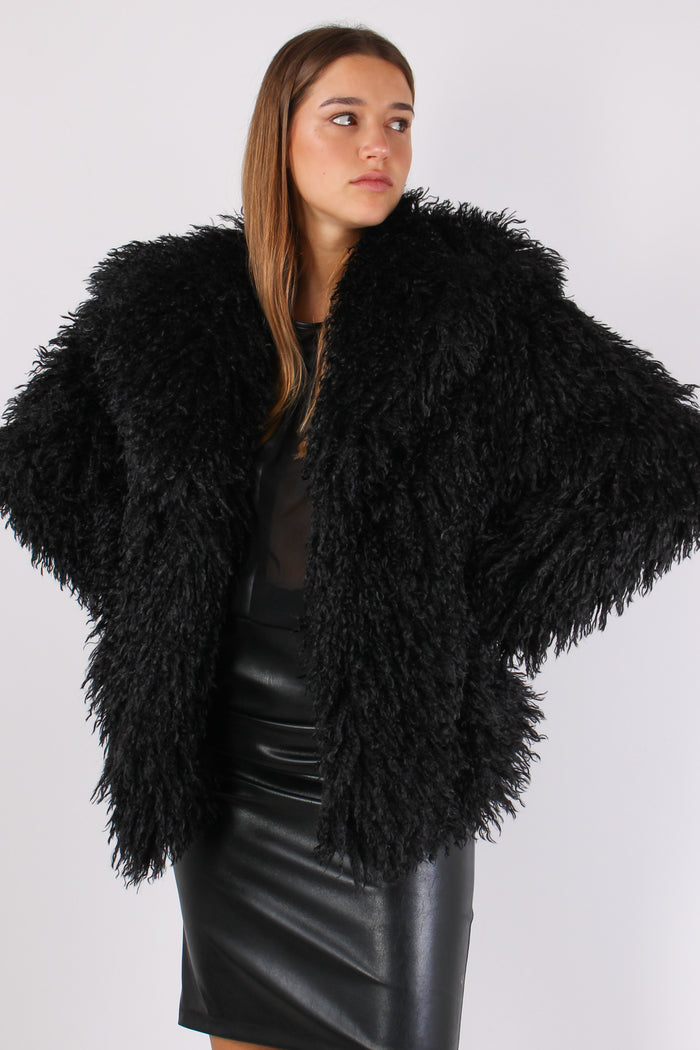 Ecopelliccia Mongolia Corta Black-7