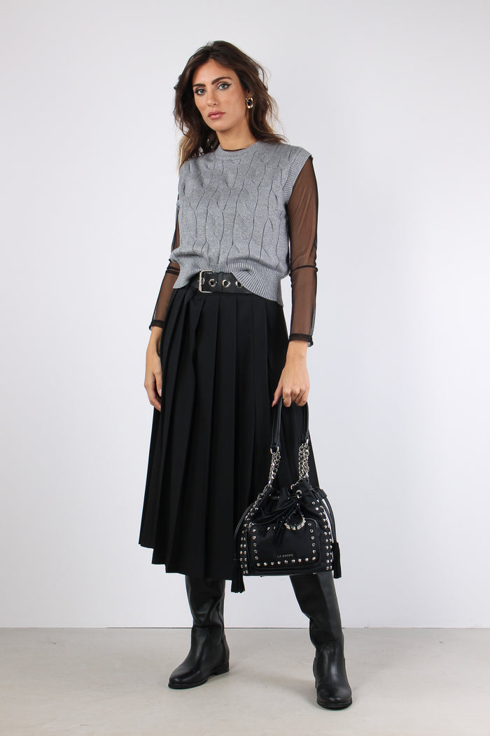 Maglia Girocollo Lurex Viscosa Grigio-3