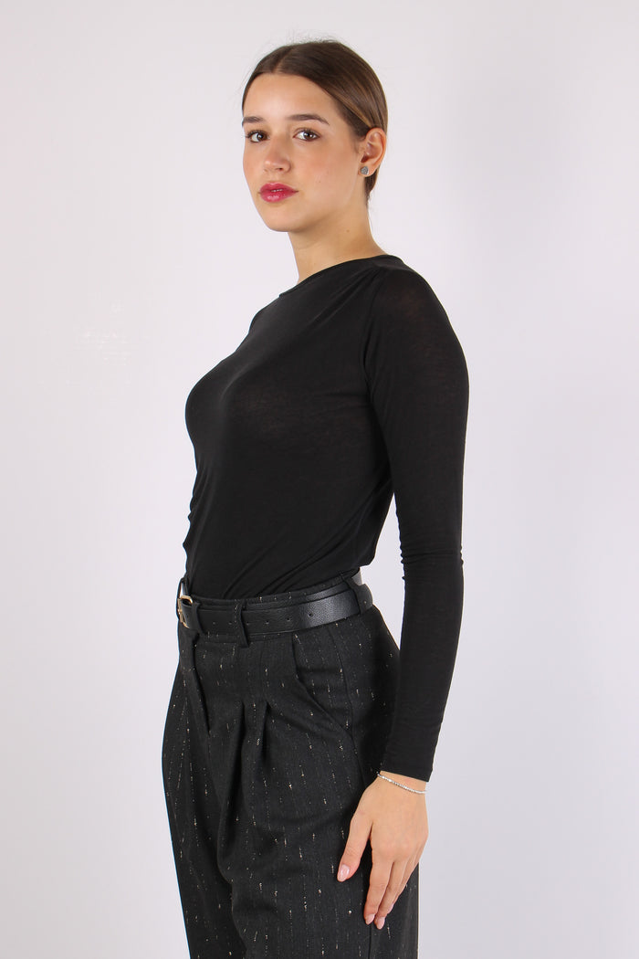 Maglia Girocollo Misto Cashmer Nero-6