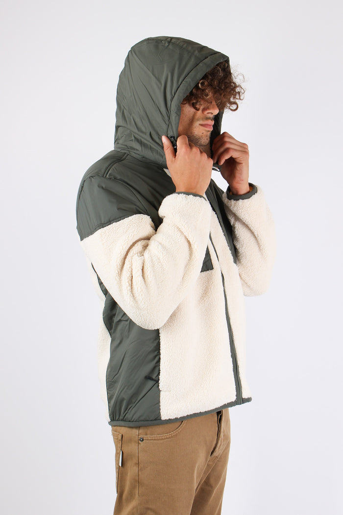 Giubbotto Inserto Teddy Green/ecru-7