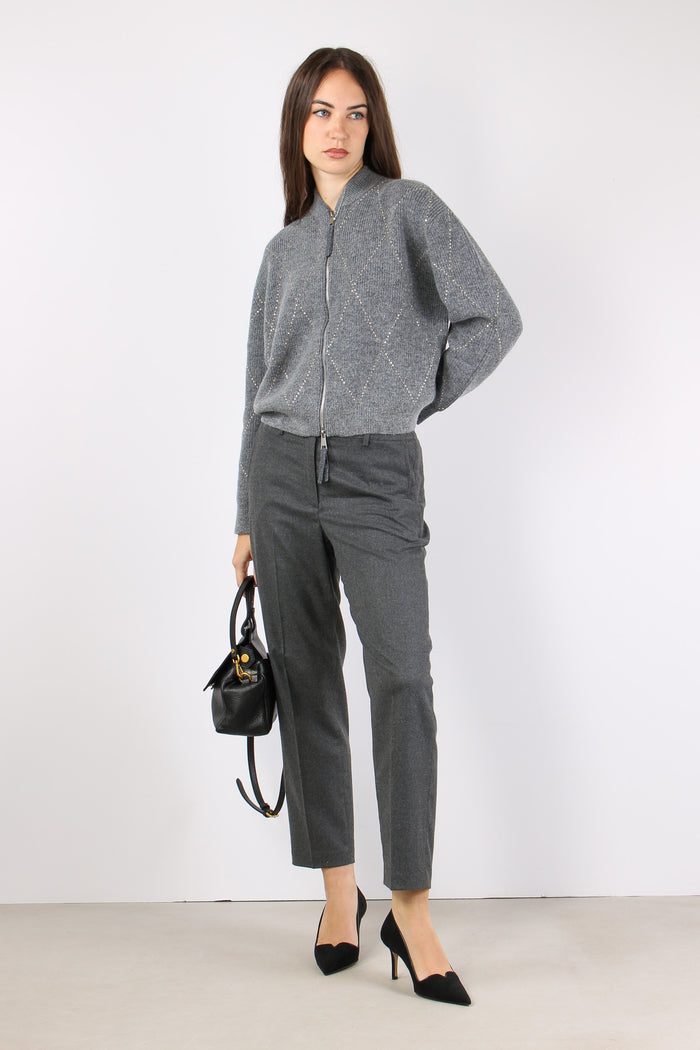 Giacca Ricamo Strass Grigio Chiaro-3