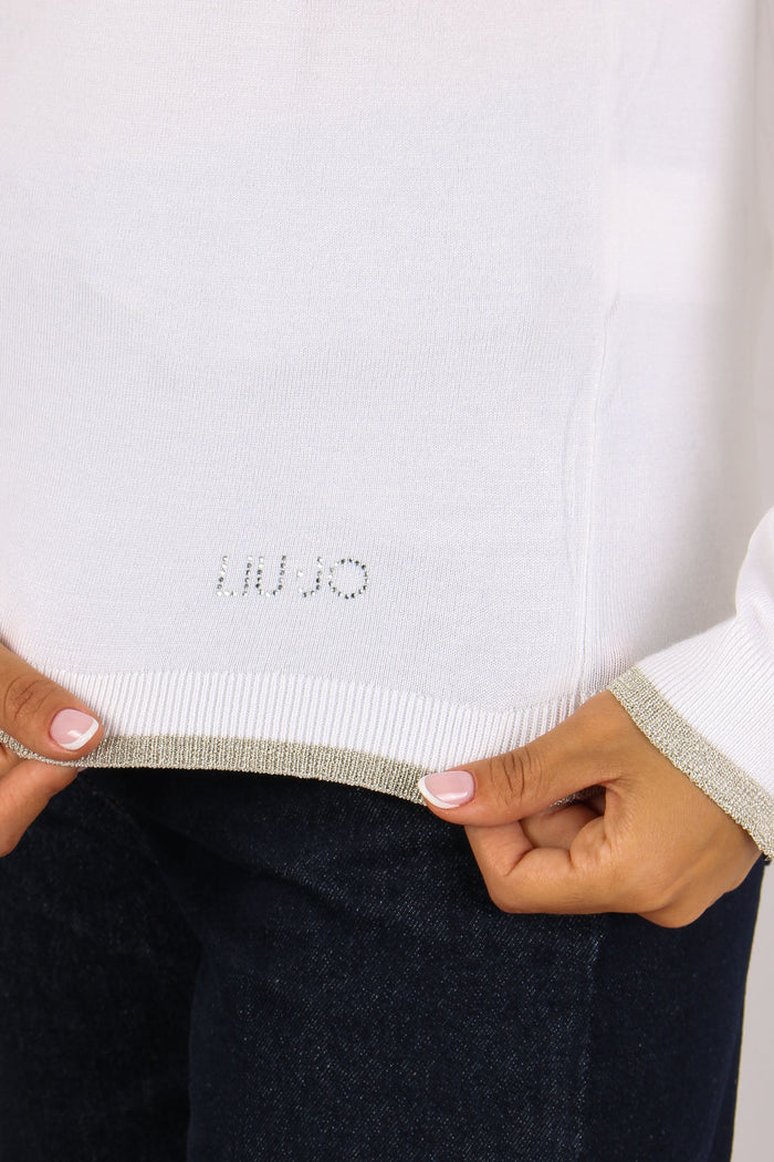 Collo Alto Profilo Lurex Bianco Lana-6