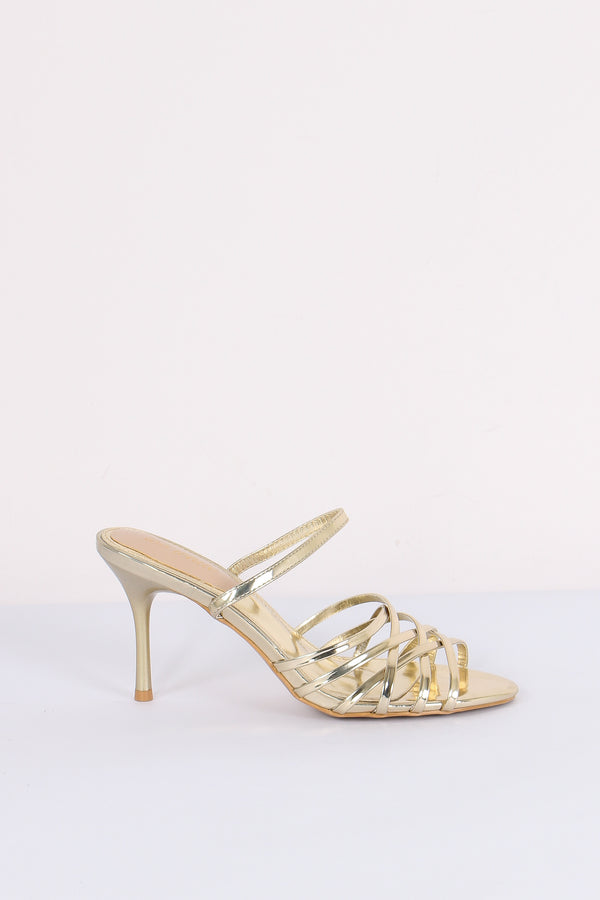 Sandalo Intreccio Tacco Oro