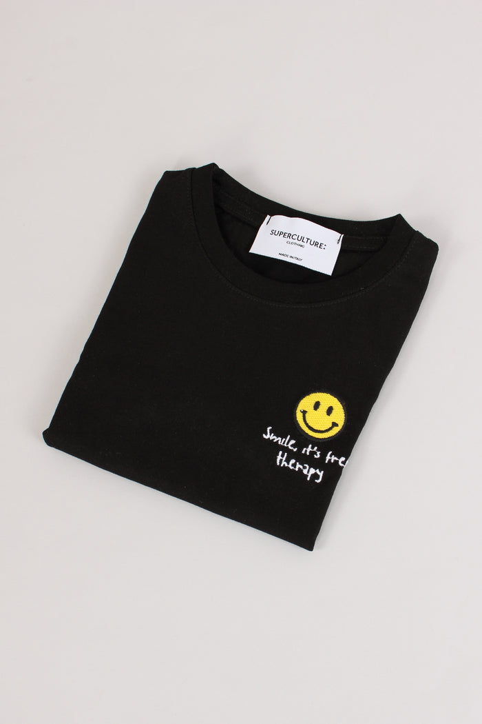 T-shirt Ricamo Smile Black-5
