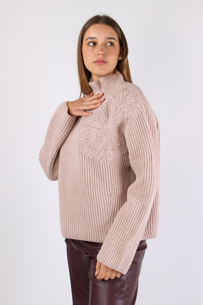 Maglia Collo Alto Pink Poudre-6
