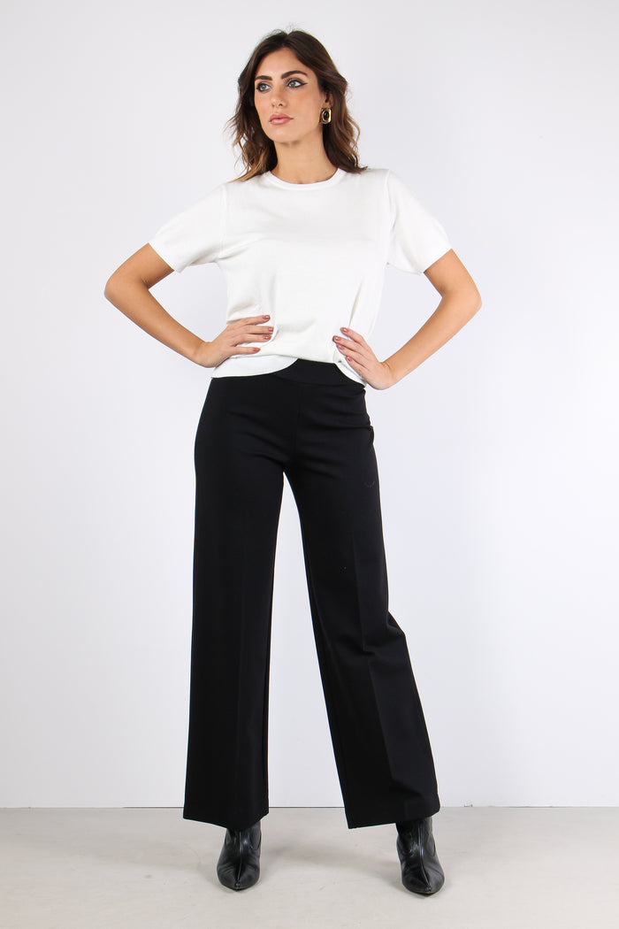 Pantalone Cropped Punto Milano Nero-3