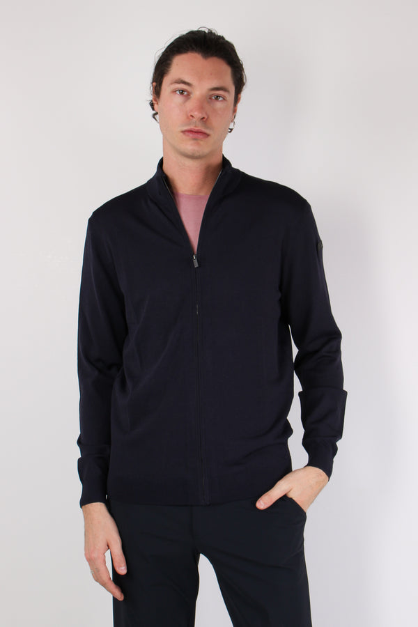 Maglia Full Zip Tessuto Tecnico Blue-2