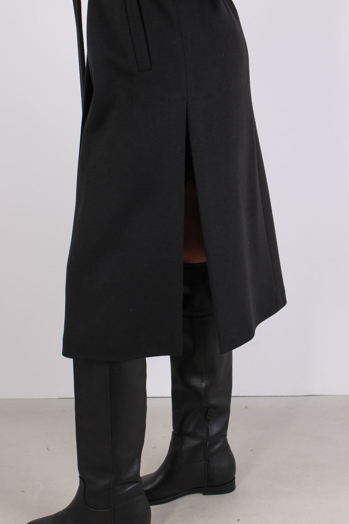 Cappotto Doppiopetto Cintura Nero-8