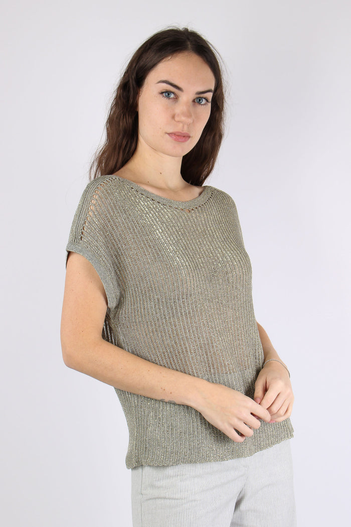 Maglia Smanicata Lurex Cenere-7
