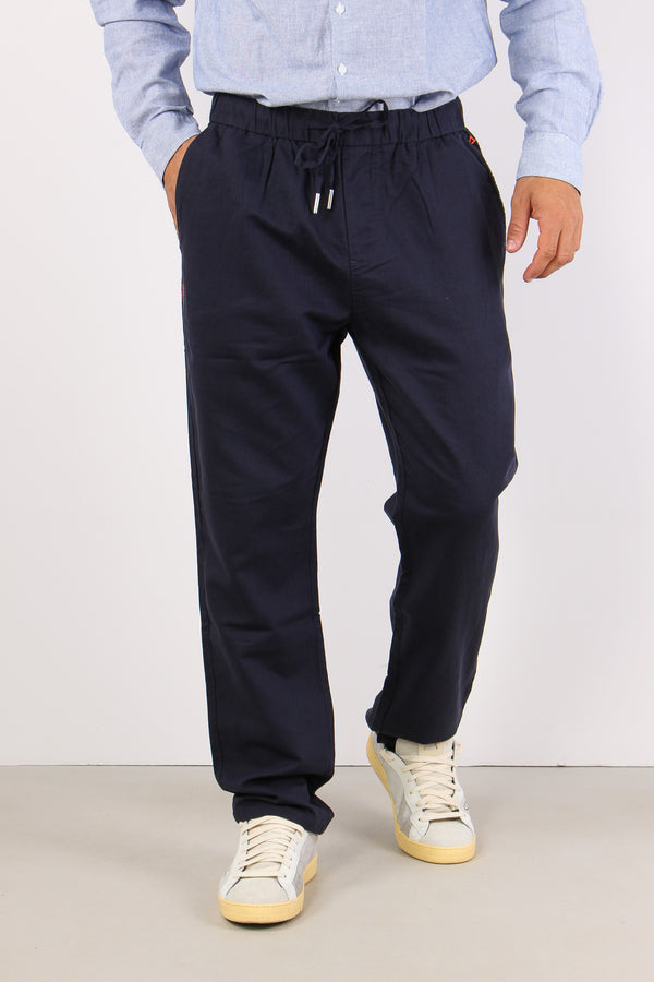 Pantalone Lino Elastico Navy Blue-2