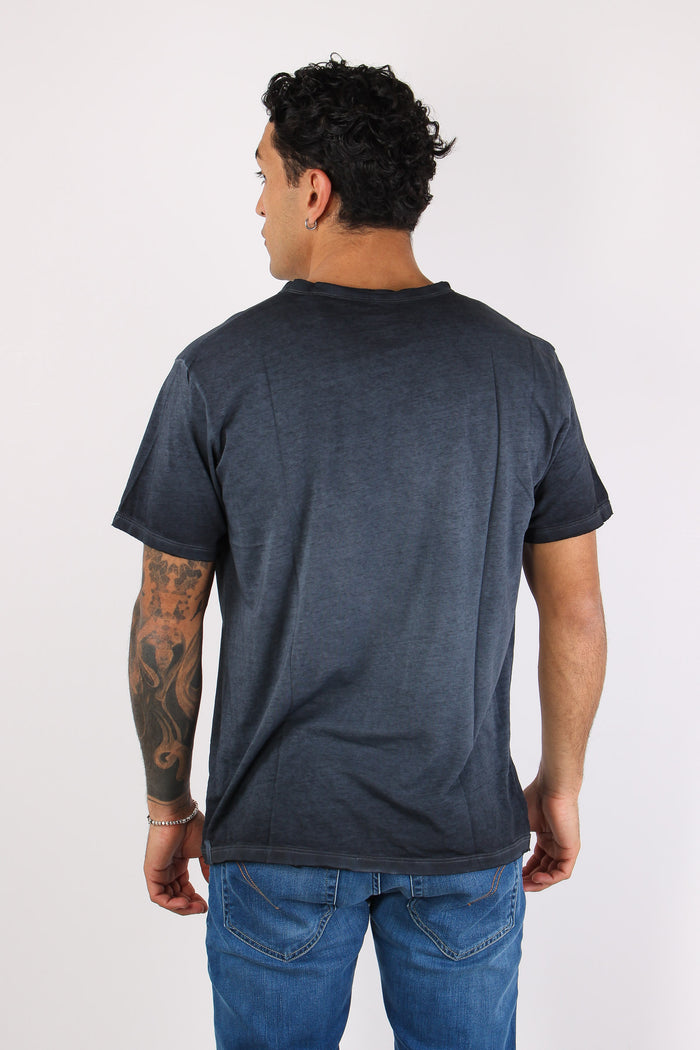 T-shirt Cotone Taglio Vivo Blue Faded-4