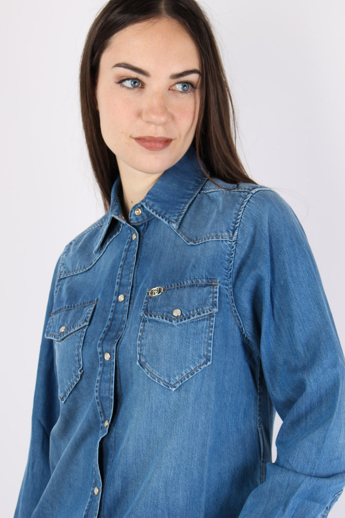 Camicia Denim Regular Denim Medio-7