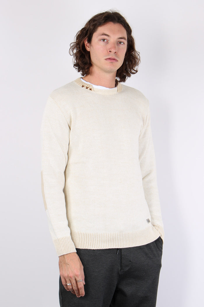 Maglia Inserto Impunture Panna/beige-4