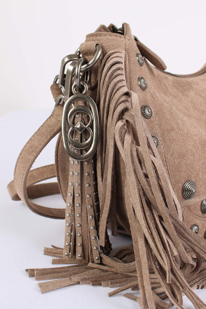 Mezzaluna Suede Frange Taupe-4