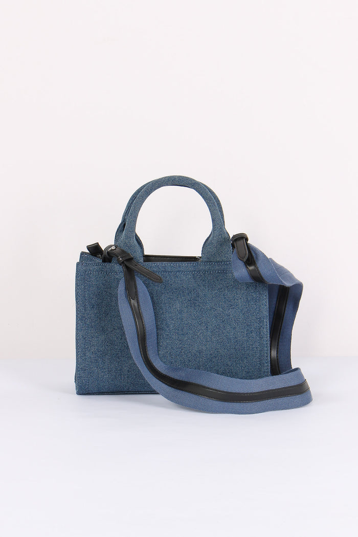 Shopping Mini Canvas Lettering Denim-3