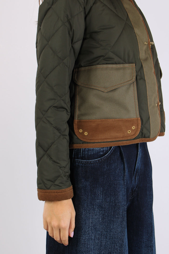 Giubbotto Trapuntato Collo Teddy Militare-8
