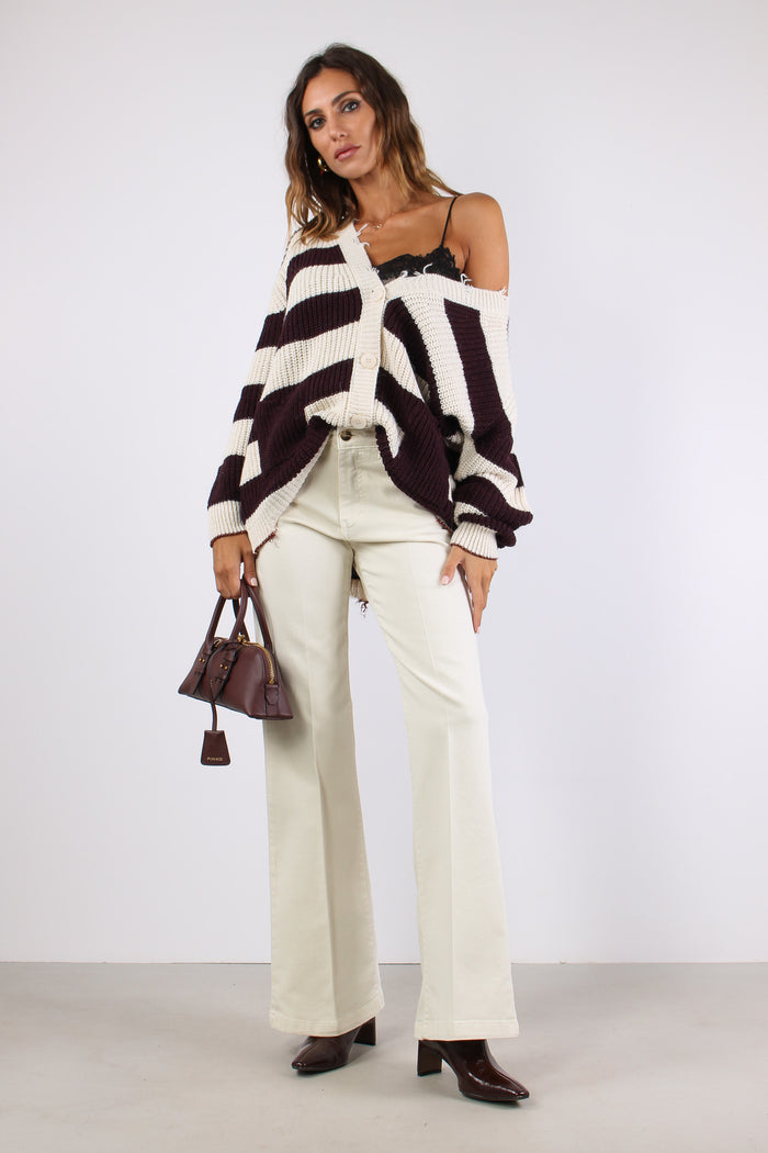 Cardigan Riga Panna/bordeaux