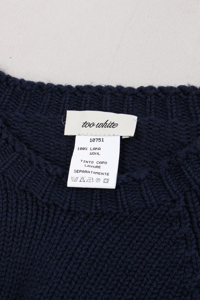 Maglia Treccia Manica 100%lana Blu-8