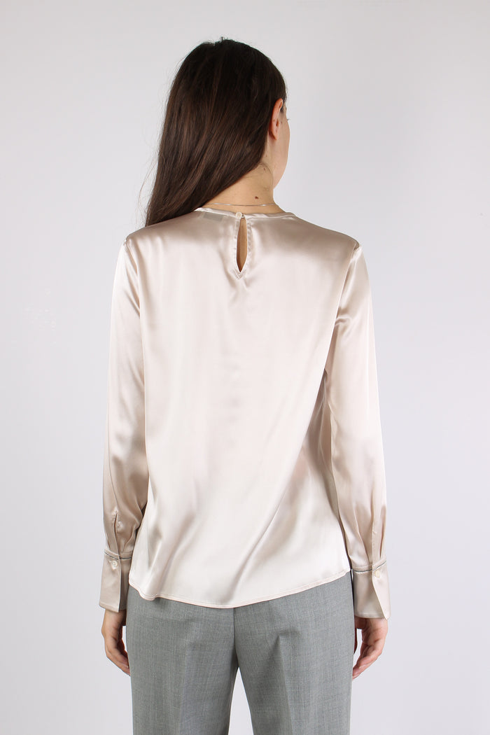 Camicia Girocollo Monile Panna-4