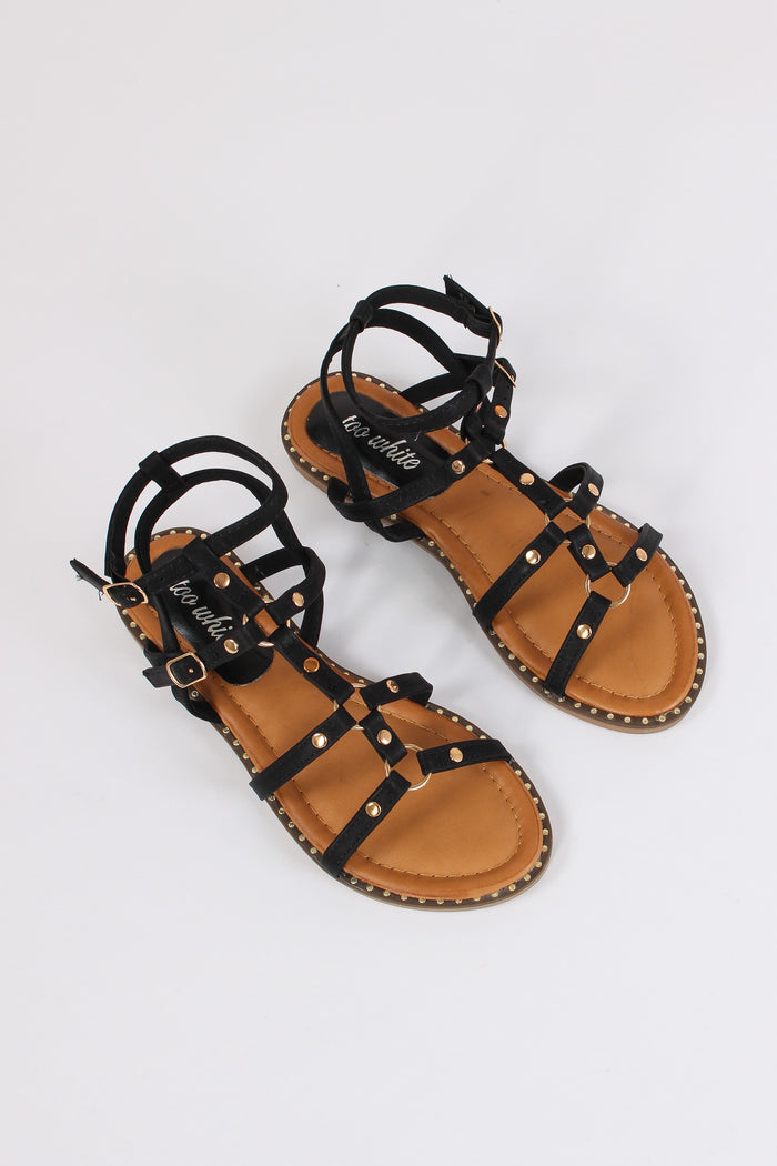 Sandalo Inserto Borchie Nero-2