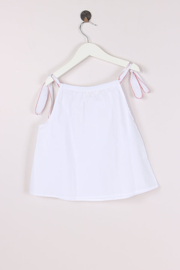 Top Fiocchi Spalla Profilo Con Bianco/rosa-2