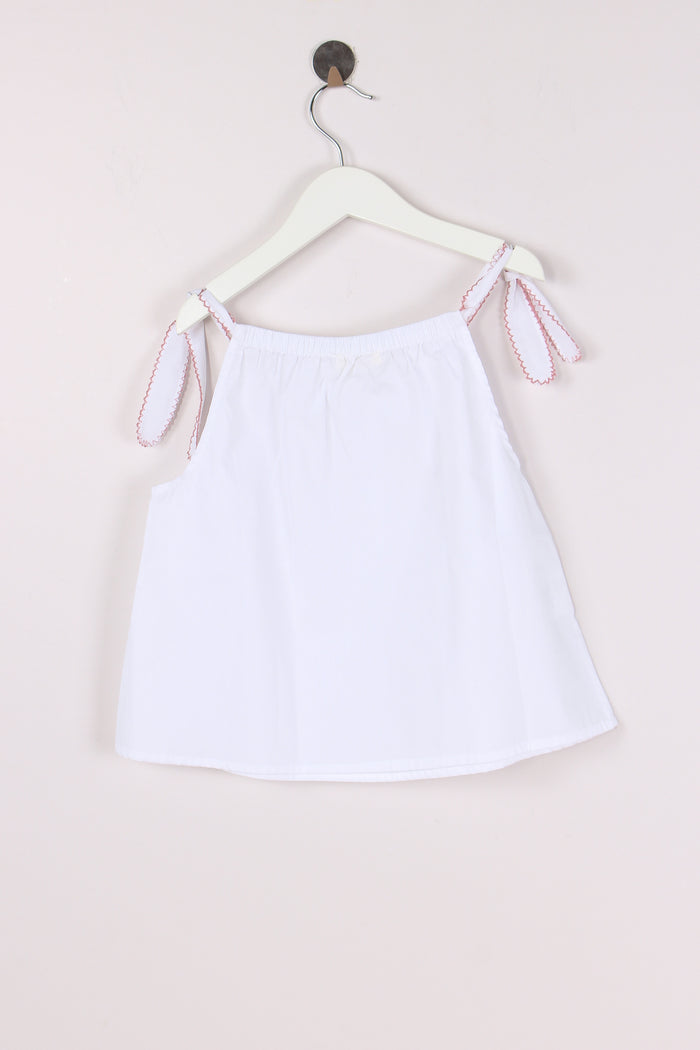 Top Fiocchi Spalla Profilo Con Bianco/rosa-2