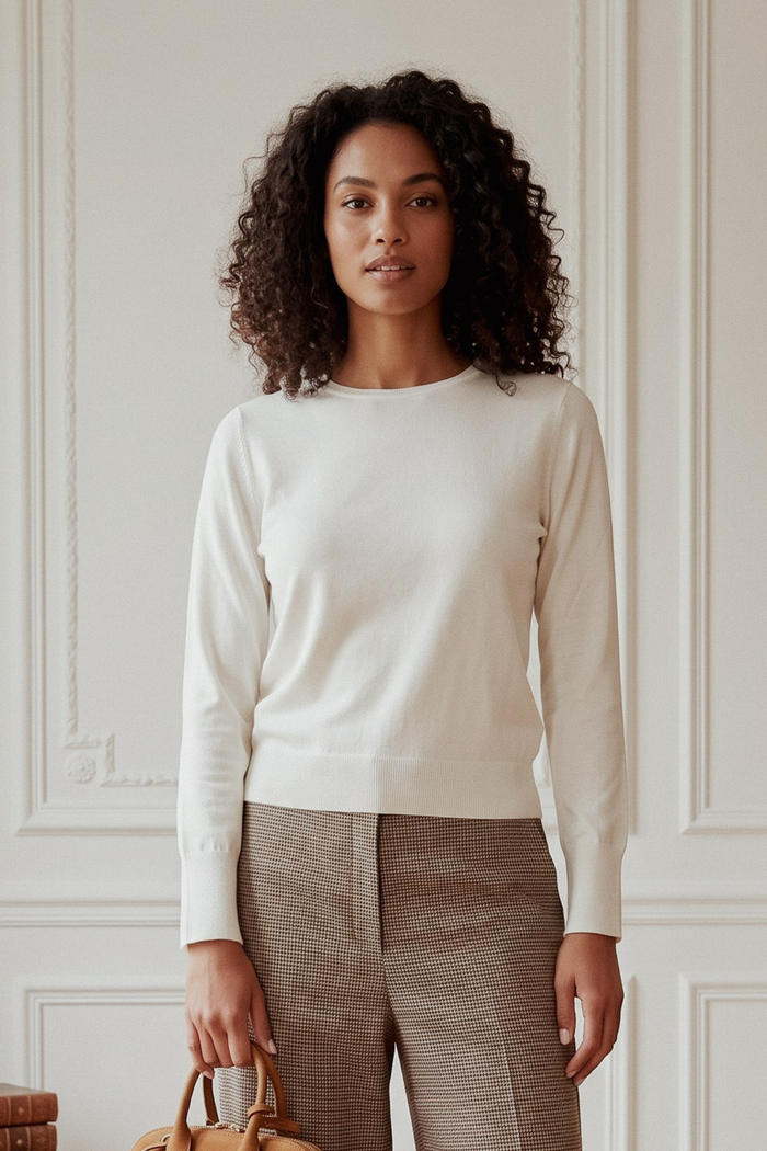 Maglia Girocollo Viscosa Latte
