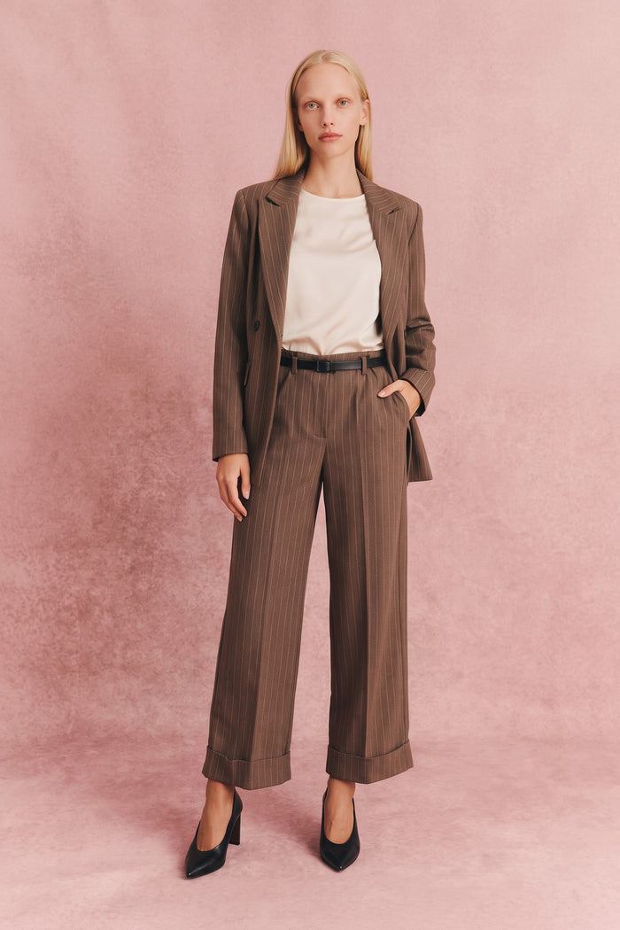 Pantalone Cropped Risvolto Ges Tabacco