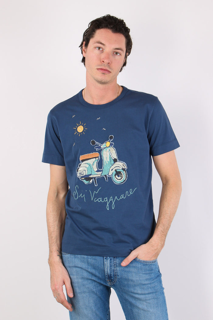 T-shirt Ricamo Vespa Inchiostro
