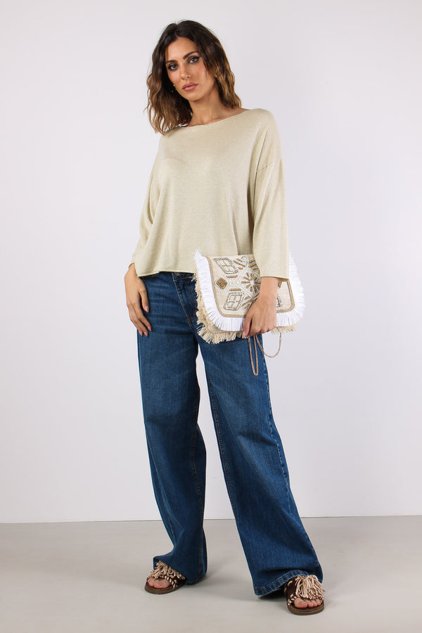 Maglia Scavo Barca Lurex Naturale